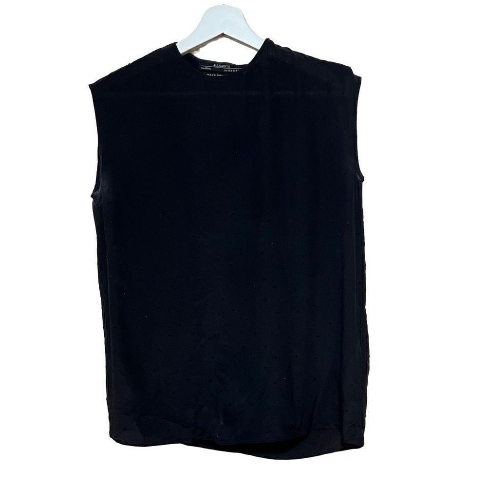 All Saints Black Hand Embellished beaded Sleeveless Blouse Top 4